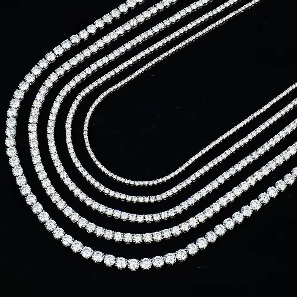 925 Silver Moissanite Tennis Necklaces D VVS Iced Out Moissanite Diamond Necklaces Gold Plated 3 -65mm Moissanite Tennis Chain