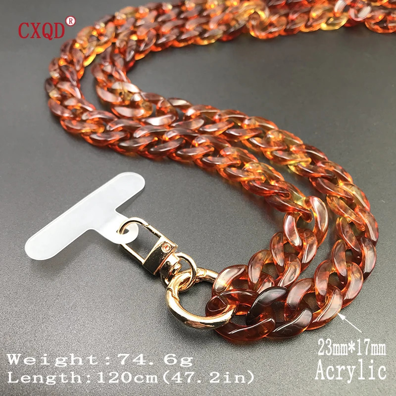 120cm Bevel Anti-lost Phone Lanyard Rope Neck Strap Colorful Portable Acrylic Cell Phone Chain Accessories Gifts Outdoor 250409