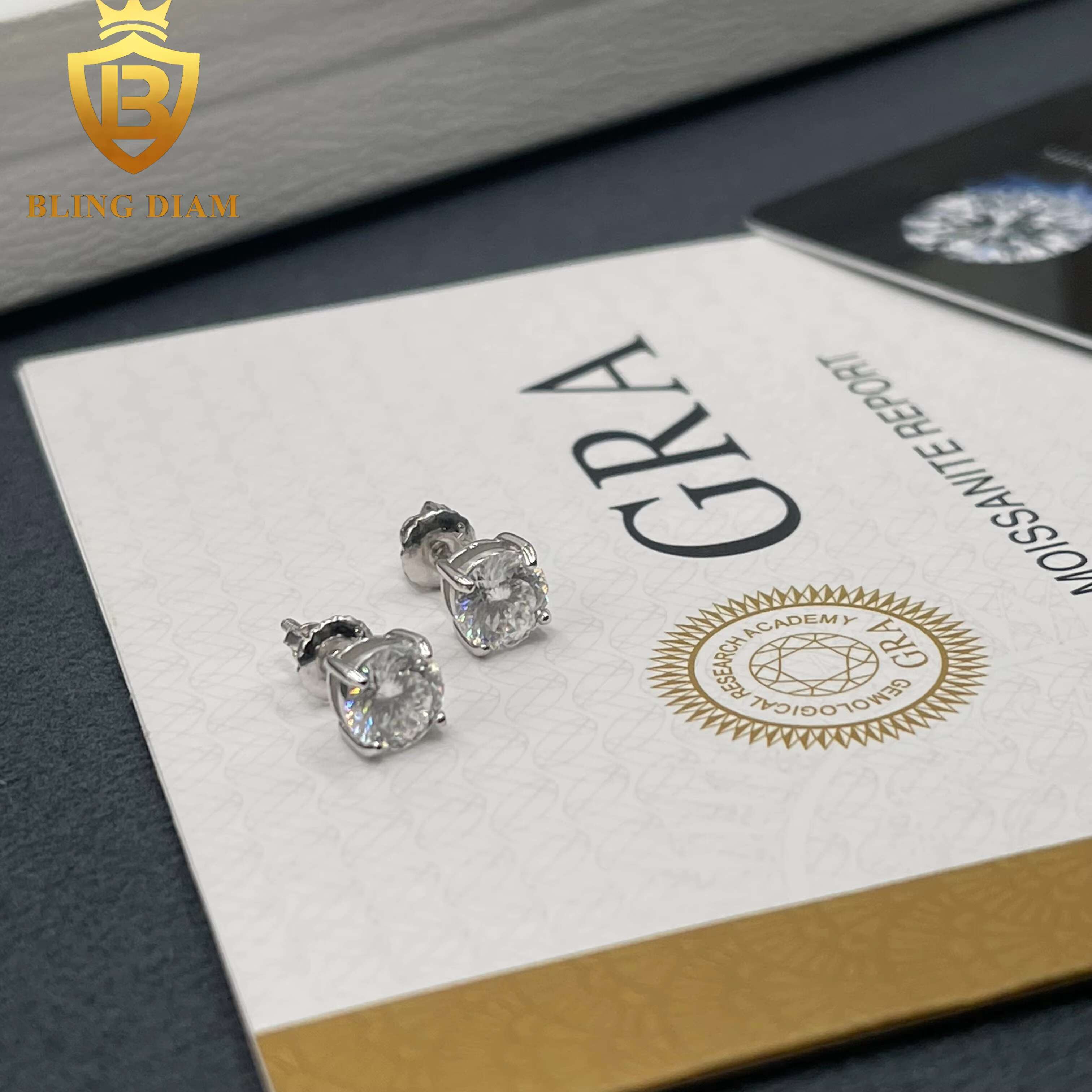 6.5mm Fine Jewelry Iced Out Jewelry Solid 925 Sterling Silver VVS Moissanite Pass Diamond Tester Earrings Women