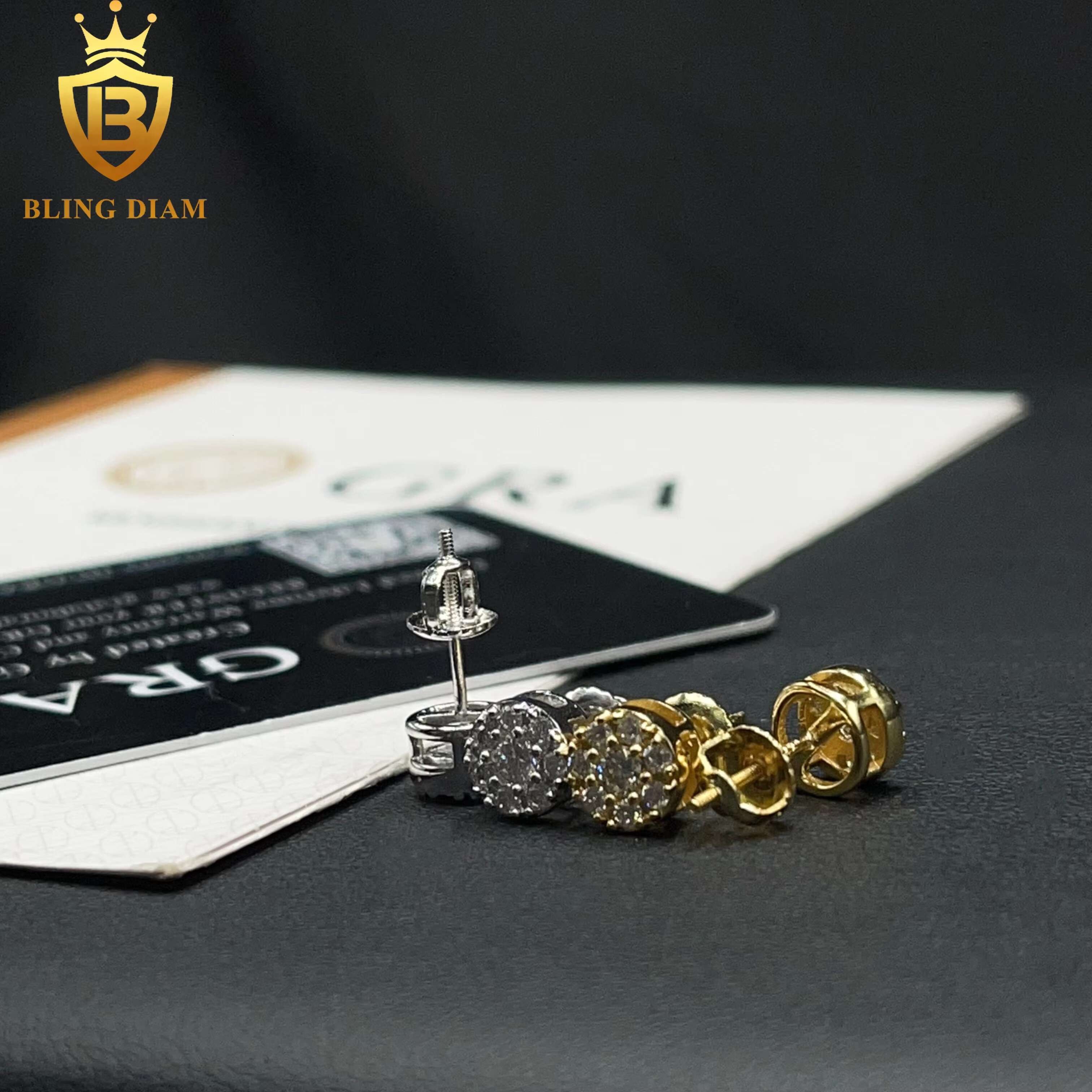 6.8mm Fashion Jewelry Stud 925 Silver Screw Back VVS Moissanite Iced Out Diamond Earrings Women Men