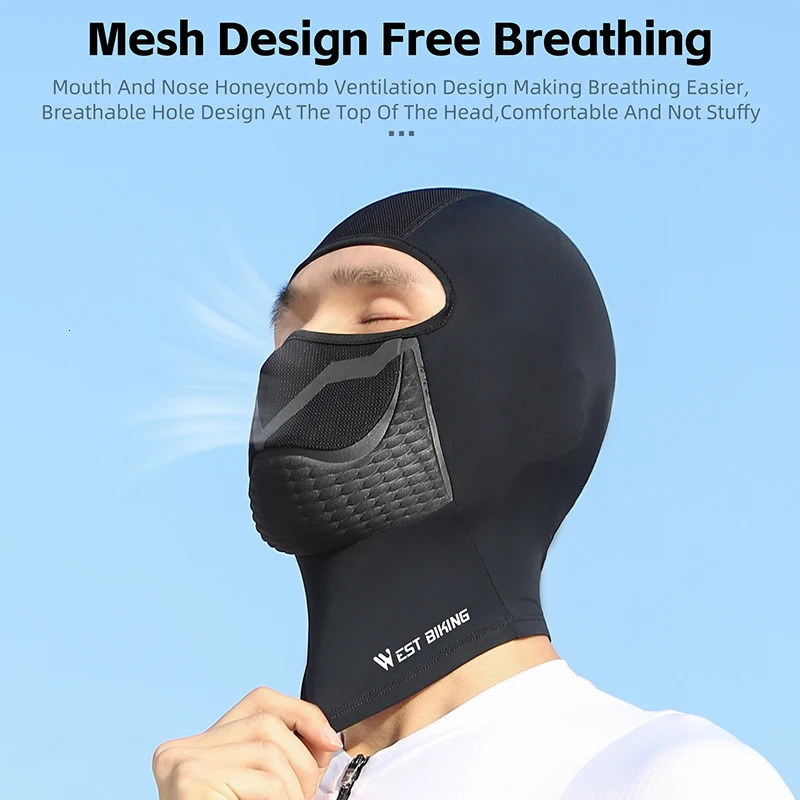 Western style bicycle anti-collision ice silk bicycle mask breathable quick drying mens balaclava hat full face mask running fishing hat 250408