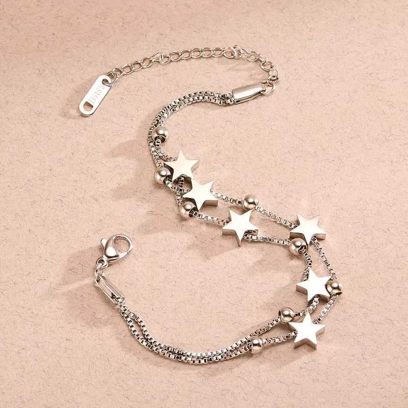 Stainless Steel Star Chain Bracelets for Women Men Fashion Silver Color Five Pointed Star Link Wristband Bracelets Jewelry GiftT251110