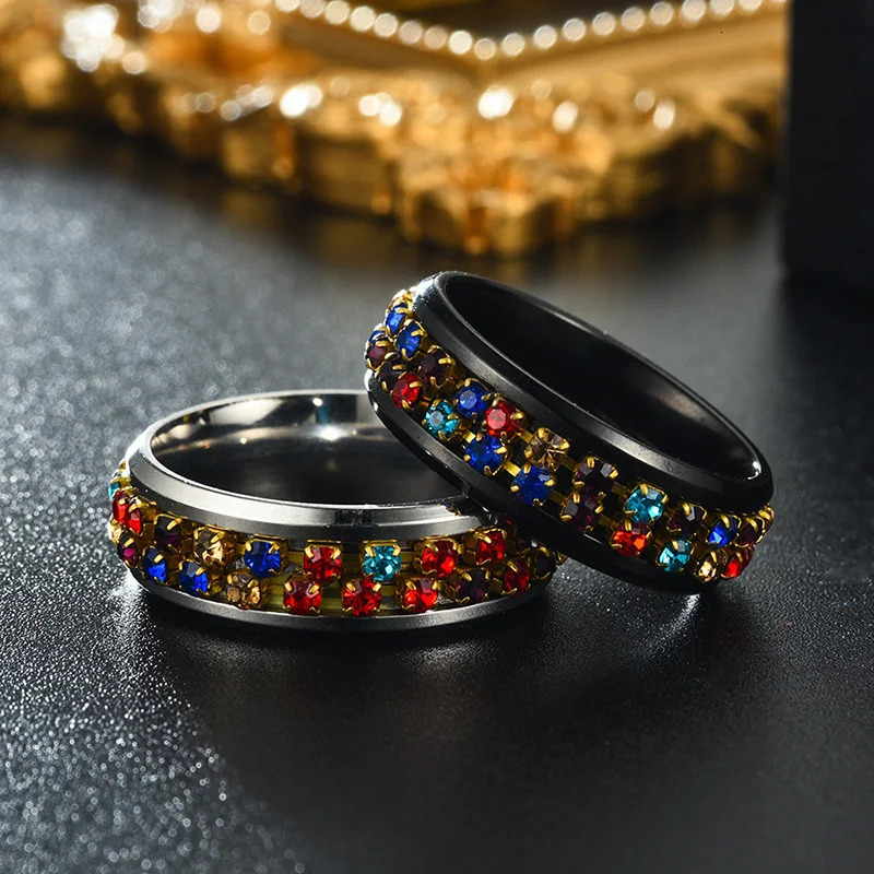 Rotate Freely Spinning Stainless Steel Anxiety Ring For Women Moon Star Chain Spinner Fidgets Ring Anti Stress Men Rotating 251110