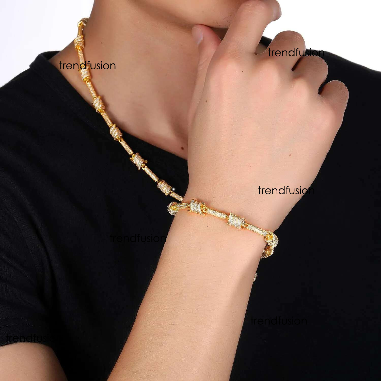 New Arrival White Gold Moissanite dia Bracelet Bg Cubic Zirconia Wire Wrap Knot Hip Hop Iced Out Bangle Bracelets Dia Jewelry Gift for Men Women