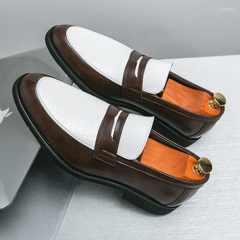 Dress Shoes Fashion Pointed Black Brown Slip On Men Man Luxury Designer Penny Loafers Formal Wedding Prom For