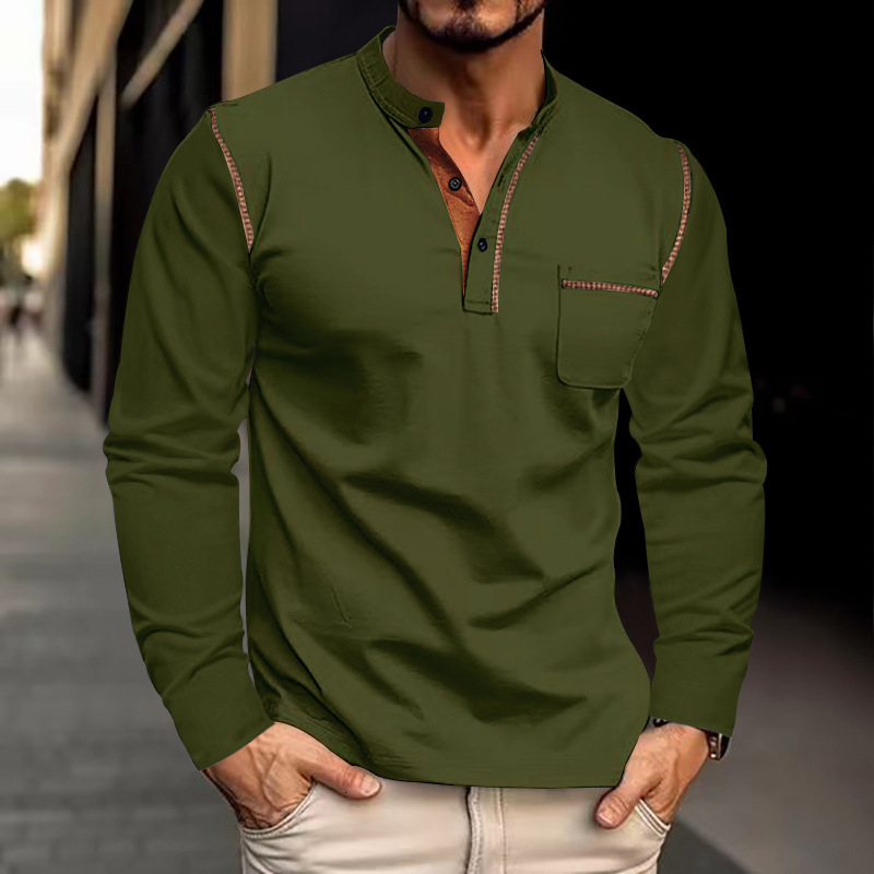 2025 Spring and Autumn New Mens Stand up Collar Polo Shirt Hoodie Mens Bottom Top