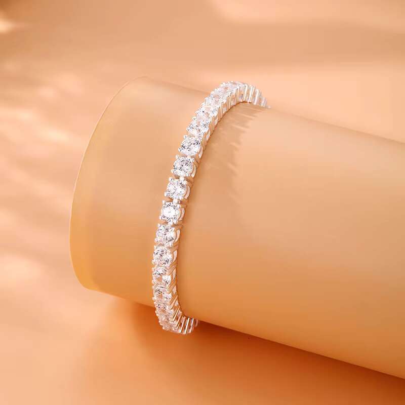 Hot Selling 4mm Vvs GRA Certified Moissanite Diamond 925 Sterling Silver Tennis Bracelet Unisex Jewelry