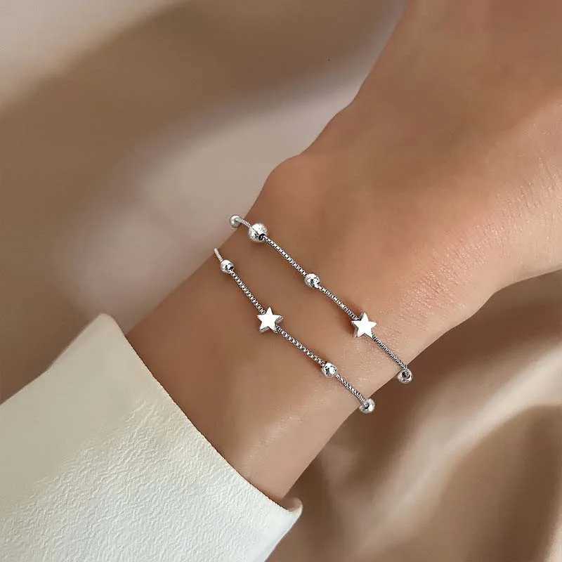 Stainless Steel Star Chain Bracelets for Women Men Fashion Silver Color Five Pointed Star Link Wristband Bracelets Jewelry GiftT251110