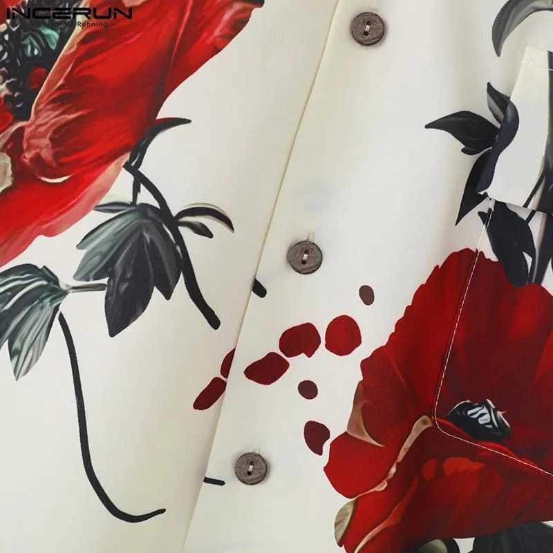 mens shirt floral print lapel short sLeeved casual mens streetwear summer loose 2024 fashionable mens shirt S-5XL X250410