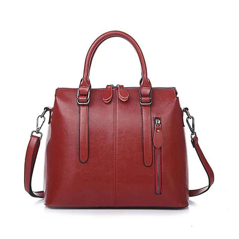 Genuine Leather Women's Shoulder Crossbody Bags Fashion Luxury Designer Ladies Oil Wax Cowhide Handheld Bag Female Handbag