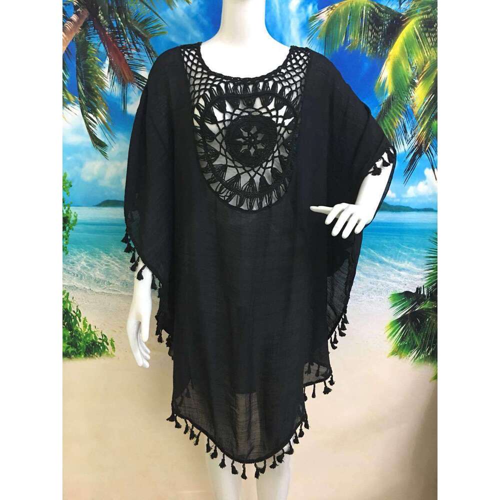 Summer Hand Hook wer Splicing Beach Skirt Fashionable Loose Large Vacation Sunscreen Women's Top Hollow Cover Shirt 2025 New Style Unique and Ele