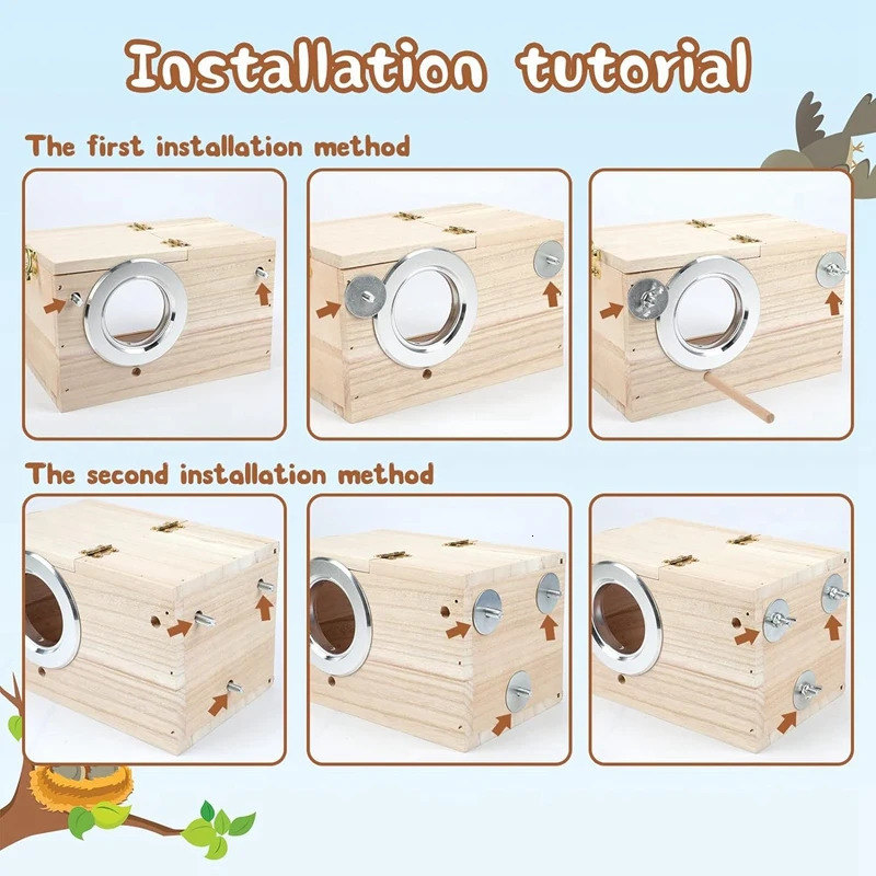 1-piece Parakeet Nest Box Transparent Bird House Cage Wooden Box Parrot 250403