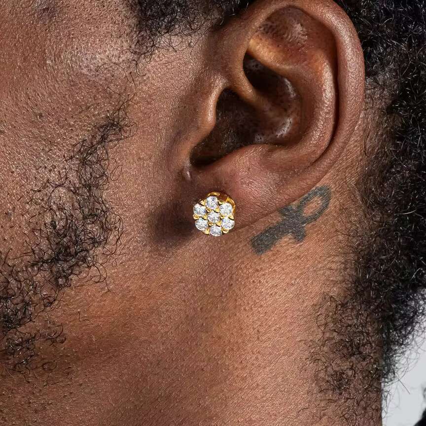 Elegant 925 Sterling Silver Earrings Vintage Style Flower Moissanite Gold Unique Design Weddings Parties Fashion Jewelry Gifts