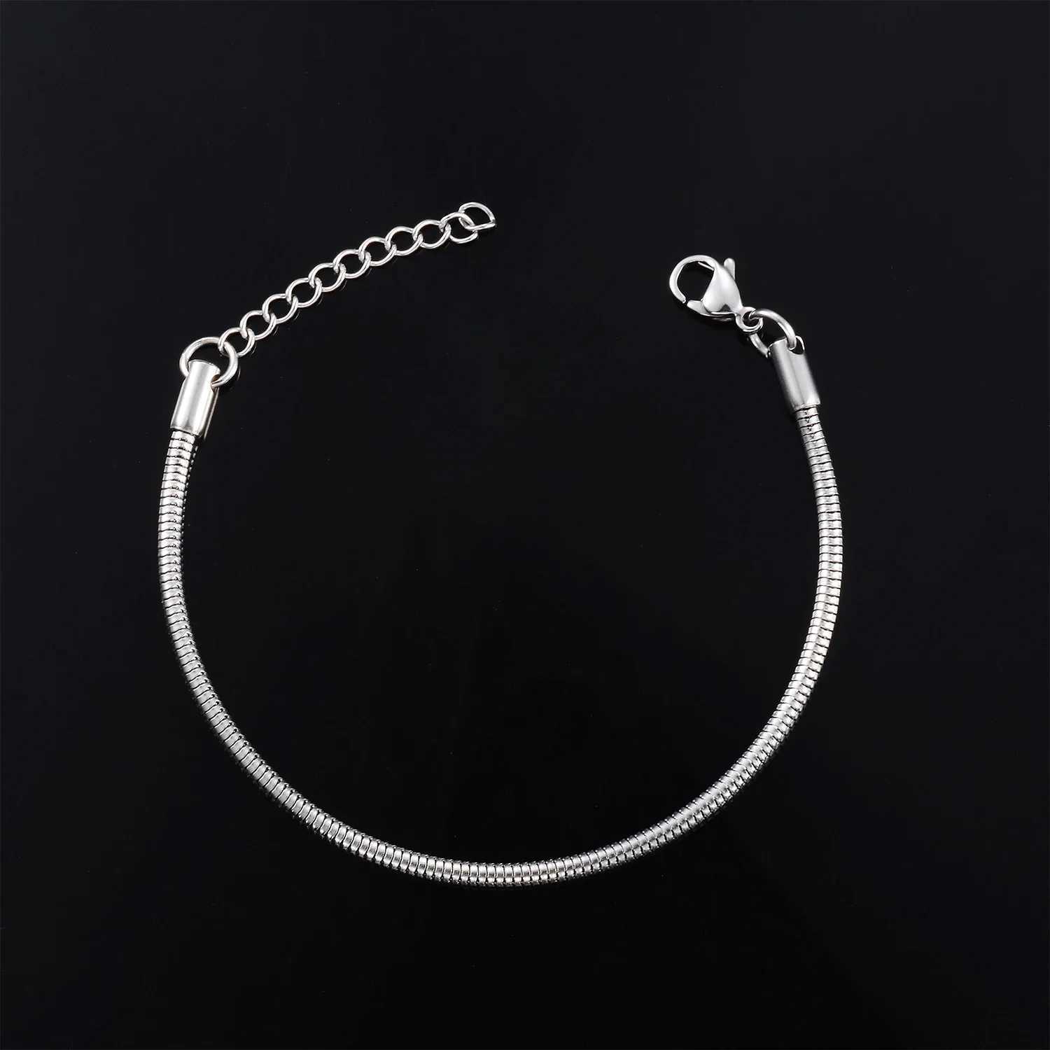 316L Stainless Steel Cool Bracelet Round Snake Link Charms Jewelry Makings For Men and Women Width 1/15/24MMT251110