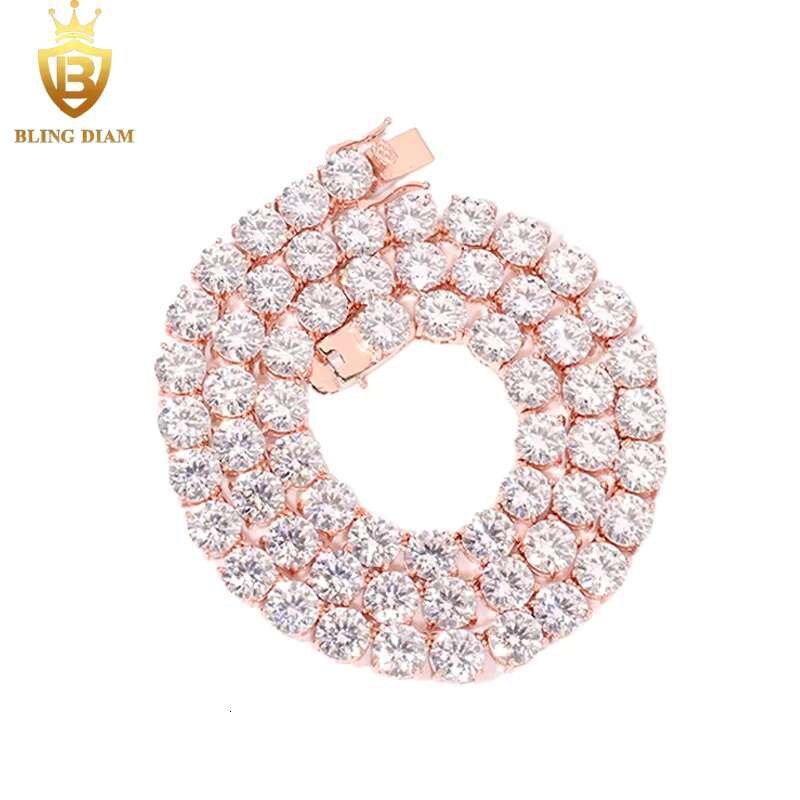 Blingdiam Jewelry 8mm Tennis Chain Hip Hop 925 Silver VVS Moissanite Big Diamond Iced Out