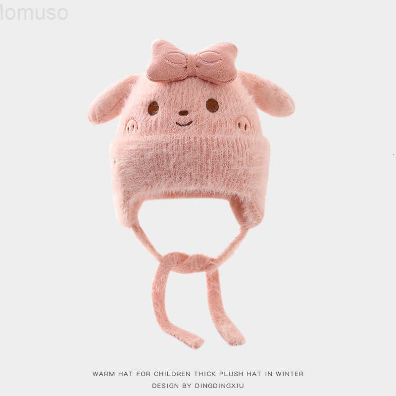 Sanrio Kuromi Plush Hat Autumn Winter Childrens Fleece-Lined Warm Genuine Outdoor Ear Protection Girl Lei Feng Hat H251110