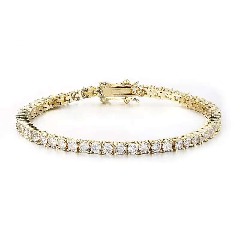 Hip Hop S Sier Moissanite Single Row Tennis Chain Bracelet for Men and Women Factory Stock Necklace
