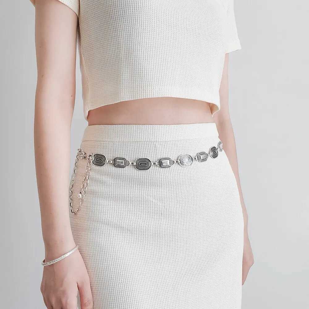 1 piece of old gold punk hip-hop metal belt with thick chain X250410