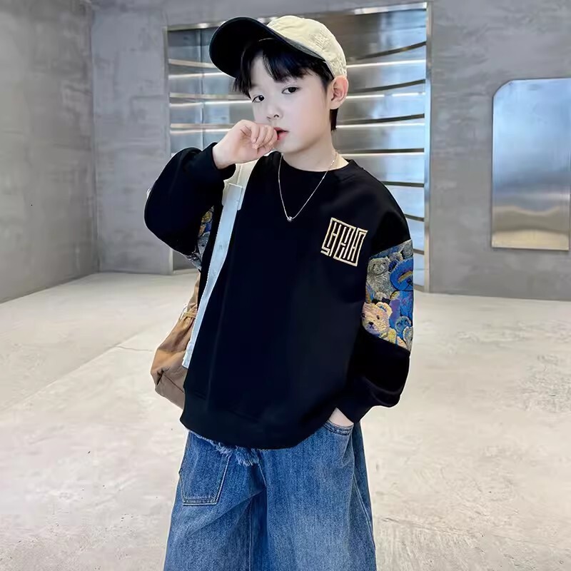 GS- Ddmyshoesvip Children Clothing Boys Hoodie New Item Handsome Middle Aged Young Boys Explosive Street Style Spring And Autumn Top Trend