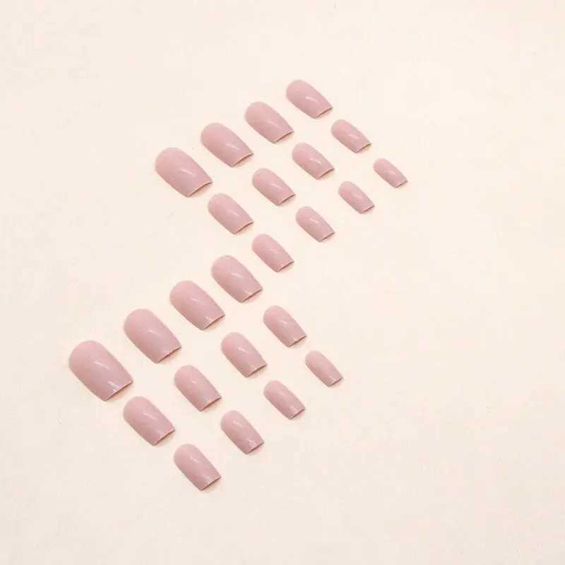 24 short French solid minimalist nails with jelly gel and nail files W250410