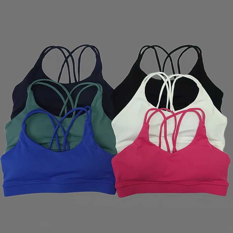 Solid color soft womens yoga bra tight fitting fitness and gathering high-strength shock-absorbing fitness running and cycling sports braXJ250410