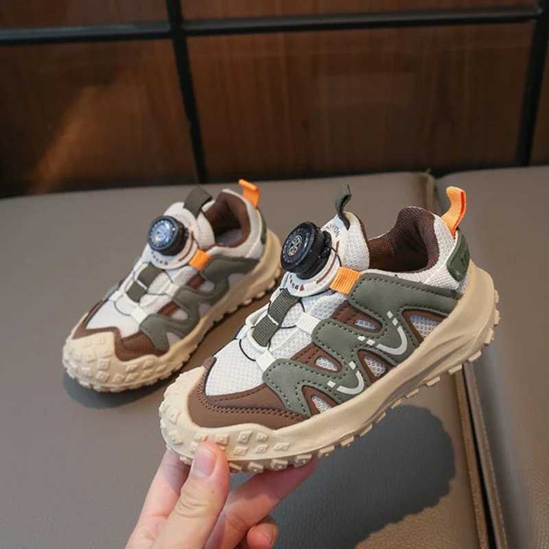 Boys Shoes 6yrs To 12yrs Fashion New Rotary Button Shoes for Kids Girls School Versatile Causal Mesh Tennis Childrens SneakersT251110