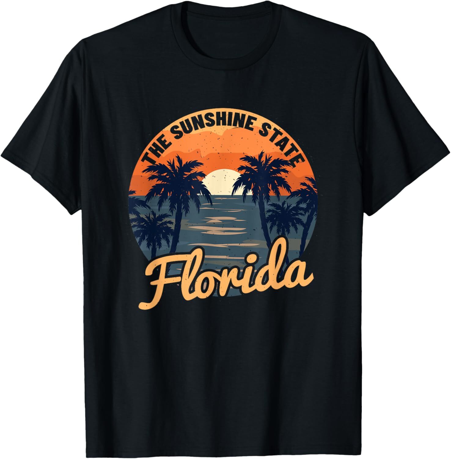 T shirt for Mens Florida Sunset - Throwback Design - Classic Graphic Tee Casual Tops Clothes Short sleeve cool