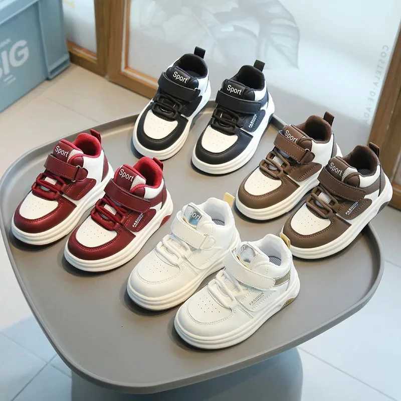 Children Spring Autumn Velcro White Shoes Color Blocking Non Slip High Top Boys New Soft Soled Sneakers Girls Casual Board ShoesT251110
