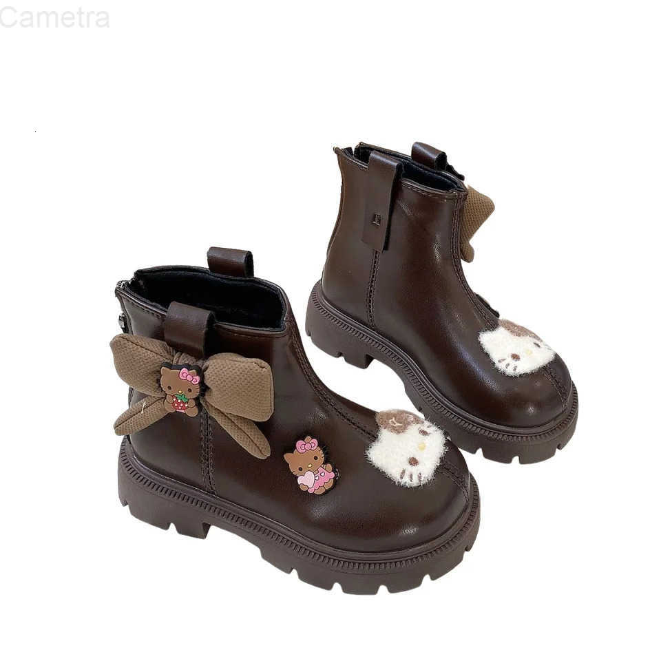 Sanrio Winter Hello Kitty Martin Boots Anime Kawaii Children Autumn Winter Cotton Boots Cartoon Fleece Warm Cotton Shoes Gift H251110