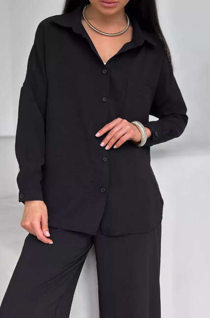 2025 Cross-Border European and American Amazon Women's Solid Color Cardigan Pocket Casual Wide-Leg Pants Set