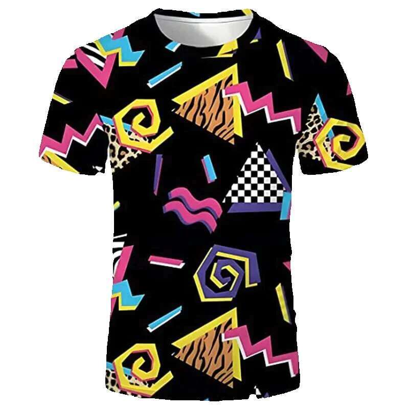 Retro men's short sleeved t-shirt, hip-hop style, disco party costume, oversized, Haruku Y2K, 80s and 90s