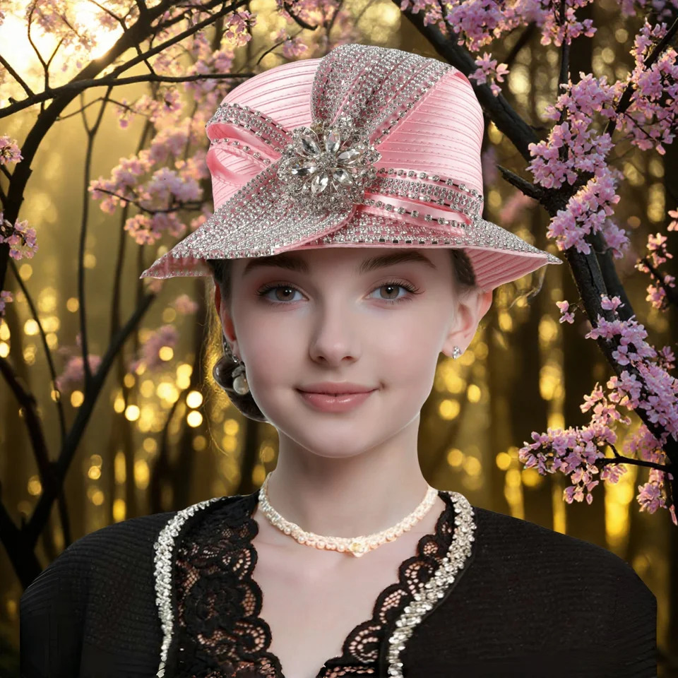 Unique Deluxe Satin Cloth White Church Hat Elegant Pography Top Hat Female Cocktail Fascinator Bowler Formal Hat for Women 250409