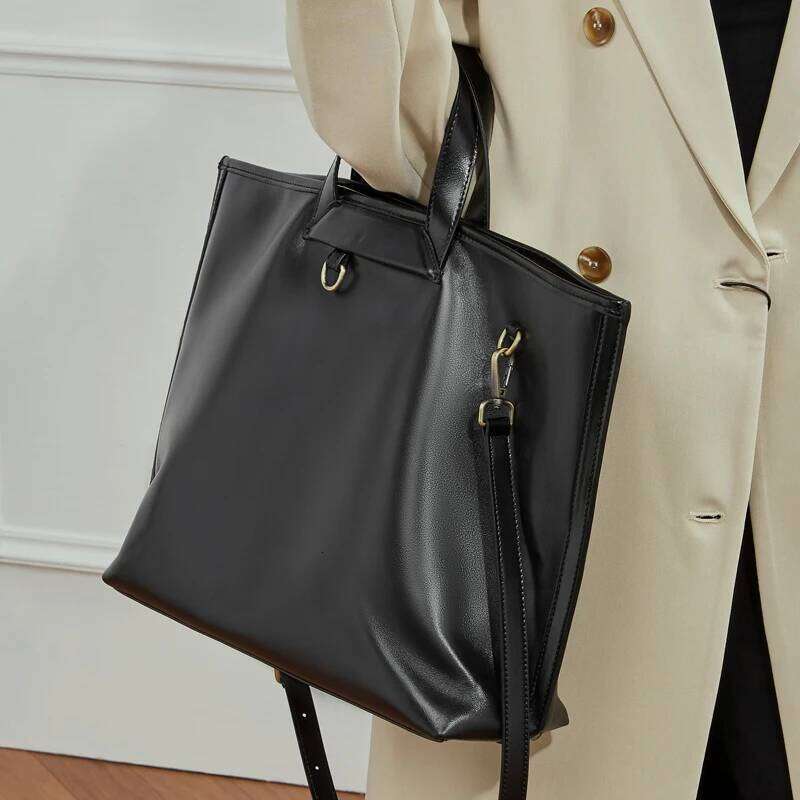 Burminsa Vintage Genuine Leather Large Tote Handbags For Women 2025 Luxury Designer Shopper Work Ladies Shoulder Crossbody Bags