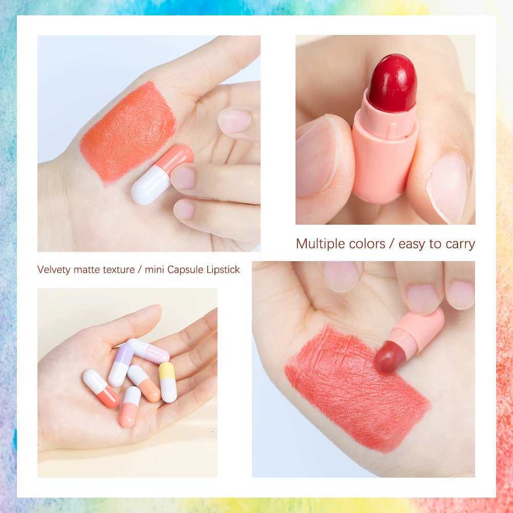 6Pcs/Set Mini Capsule Lipstick Waterproof Long-Lasting Moisturizing Non-stick Cup Carry Pill Lipstick Kit Lips Makeup For WomenT251110