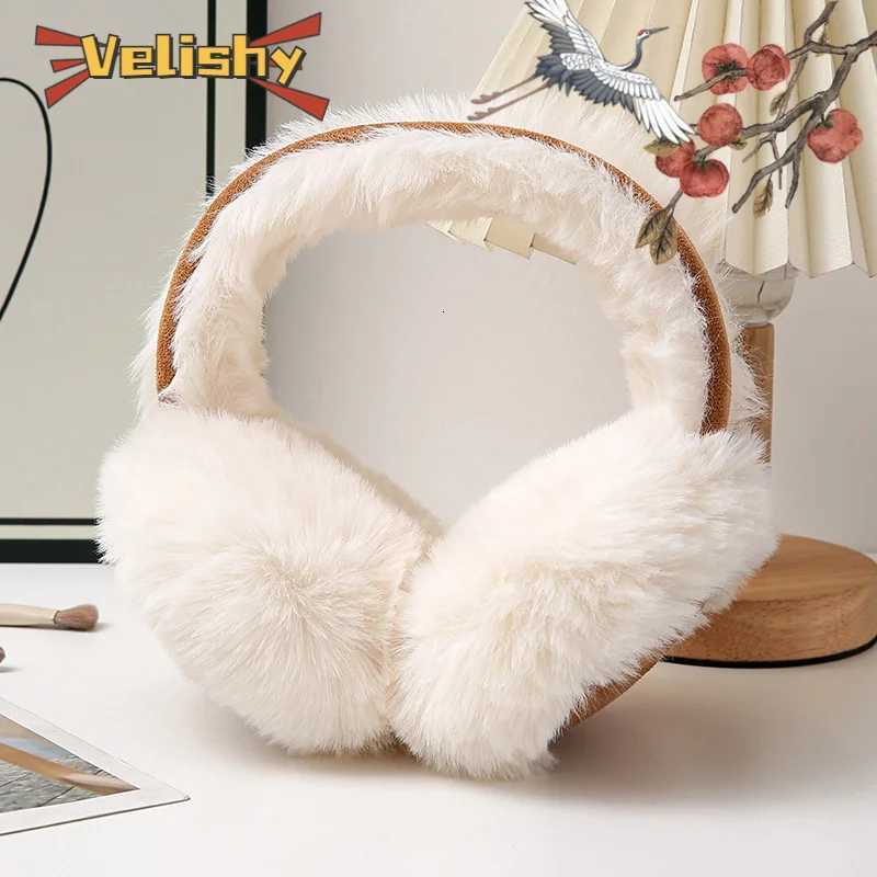 Outdoor Woman Ski Warmer Furry Earmuff Foldable Winter Ear Cover Faux Fur Cold Protection Plush Ear Muffs Fashion Soft Earflap W251110