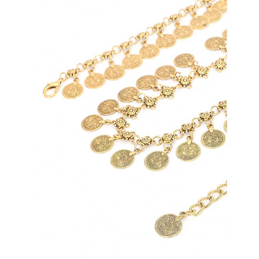 Womens metal waist chain thin decorative band used for dresses belly dance gold X250410