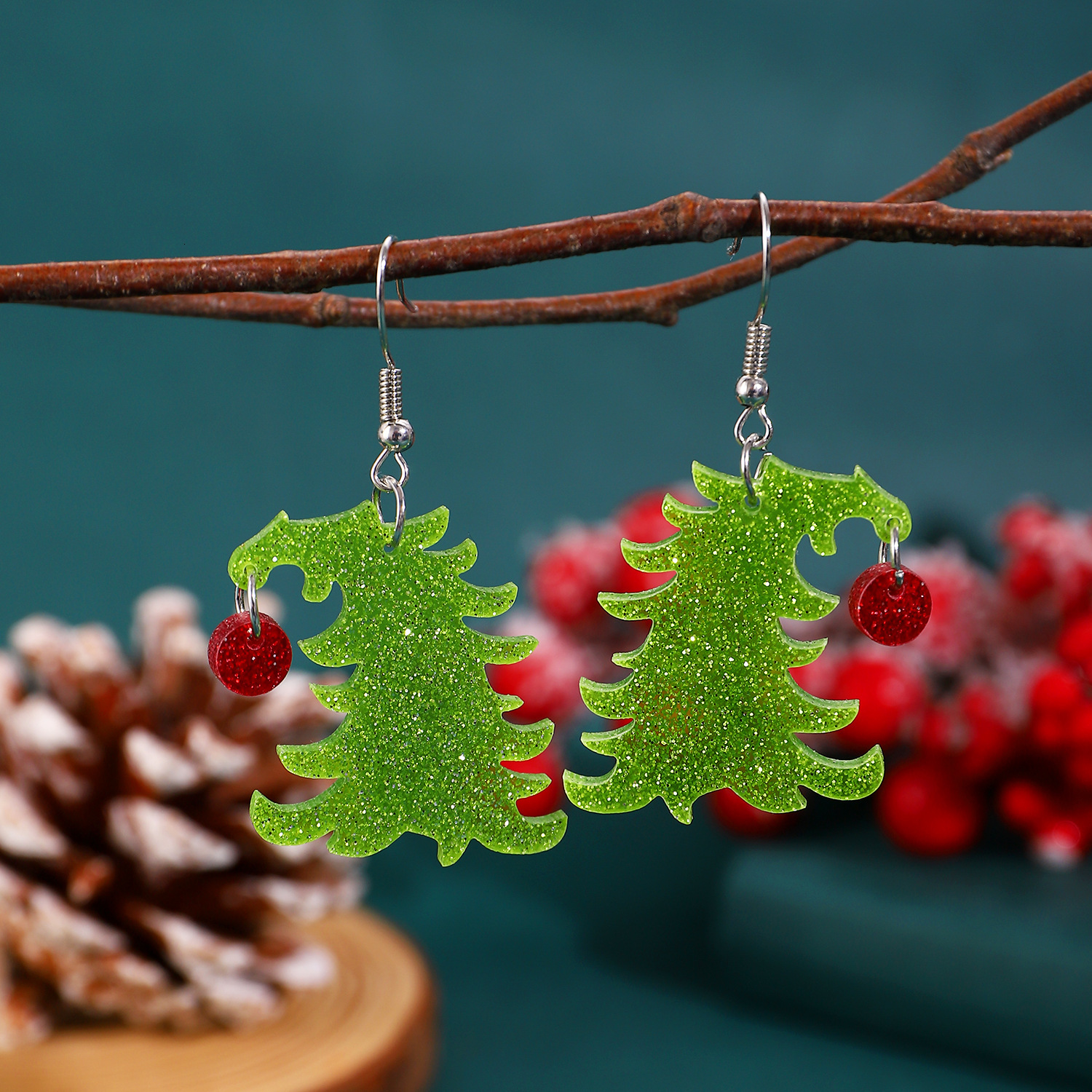 Santa Claus Christmas Tree Acrylic for Women Exaggerated Stud Earrings Jewelry Accessories
