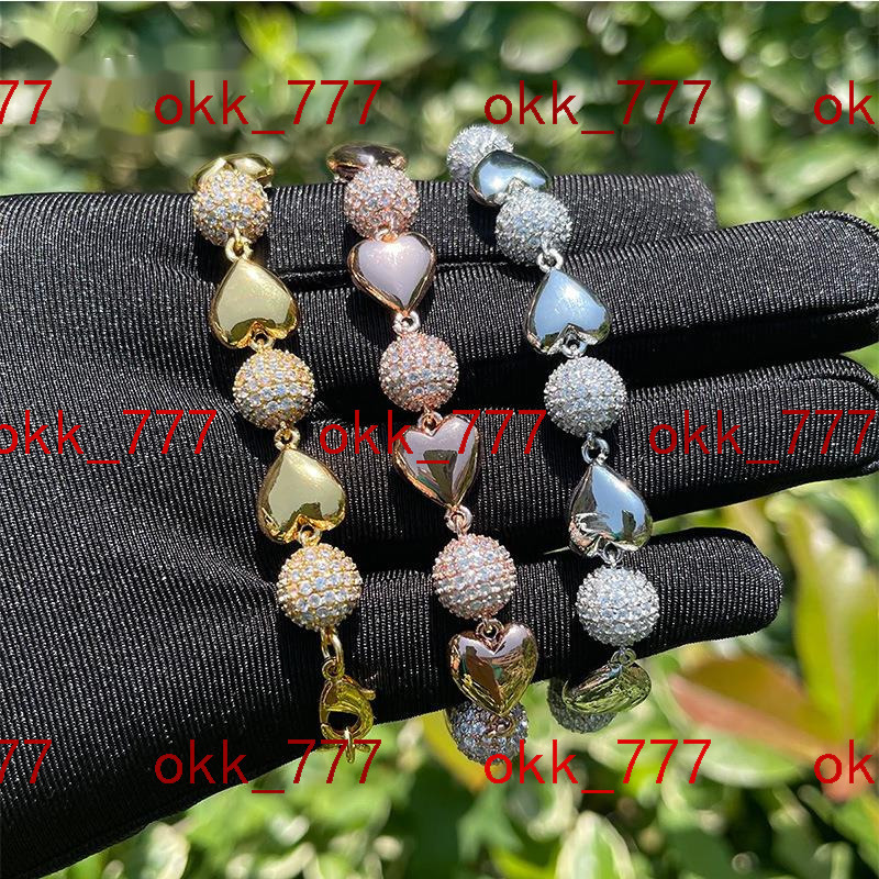 Moissanite chain Colored Ball Heart shaped Bracelet with Love for Men and Women Light Luxury and High End Jewelry
