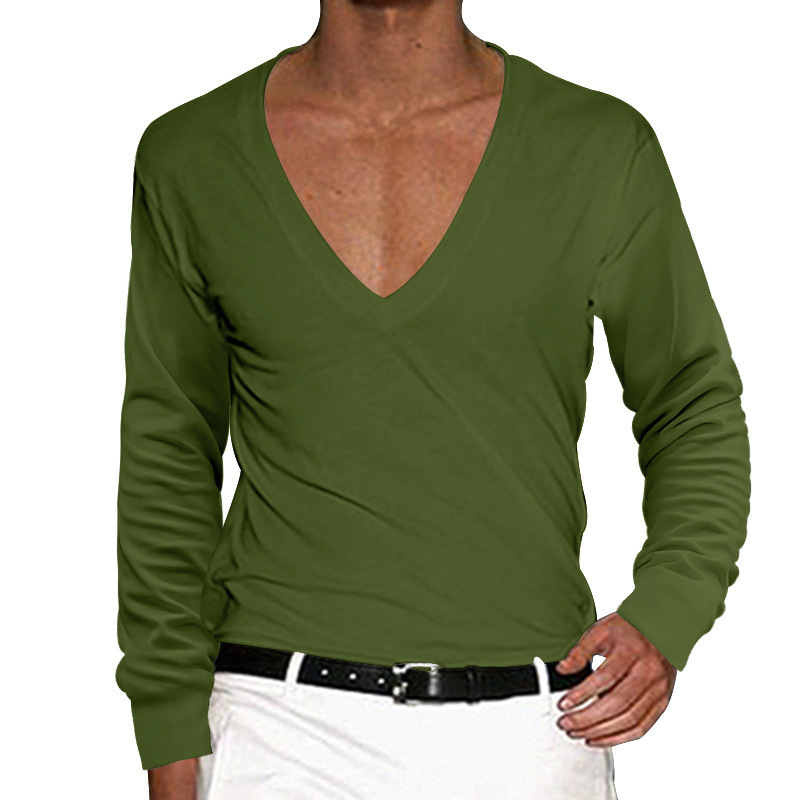 2025 New Long Sleeve T-shirt Spring and Autumn Solid Color Slimming Thin Casual Top for Men