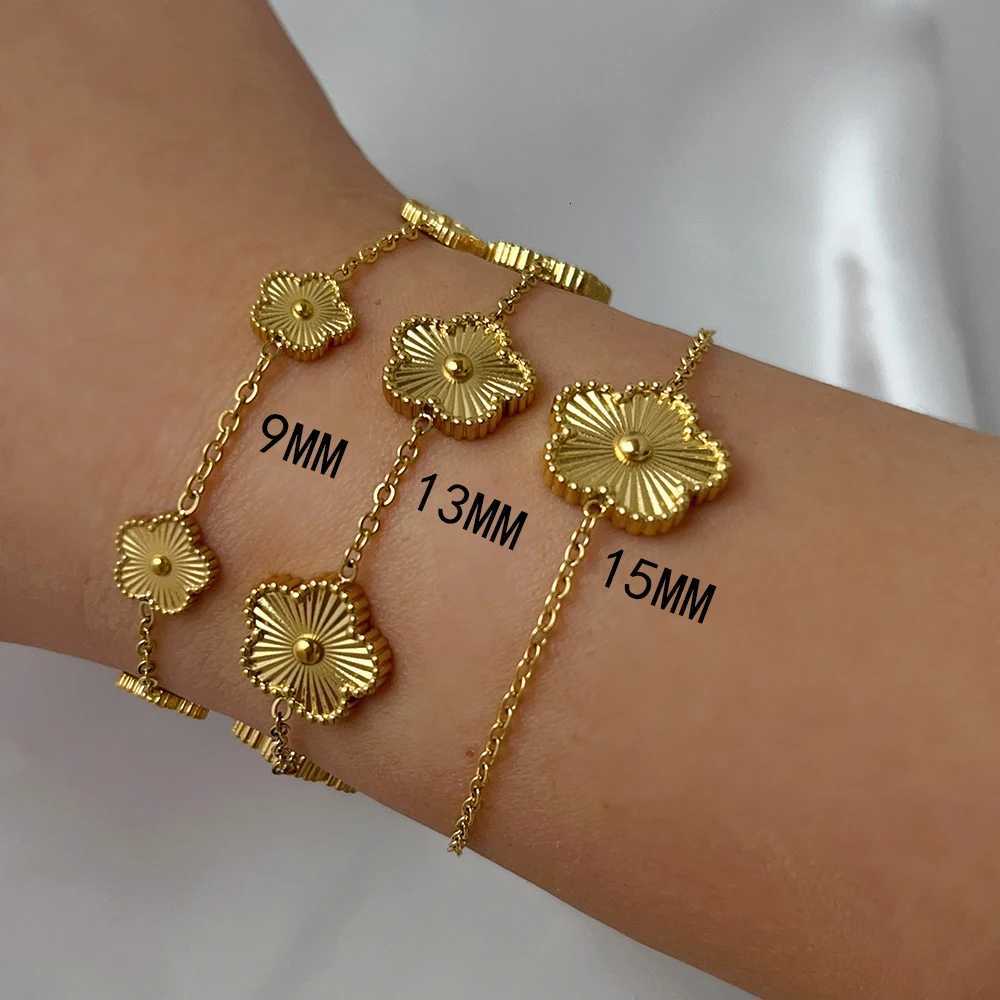 ALTERA Stainless Steel Hot Selling Gold Plated Clover Charm Bracelet Luxury Five Leaf Flower Bracelets Jewelry For Women GiftT251110