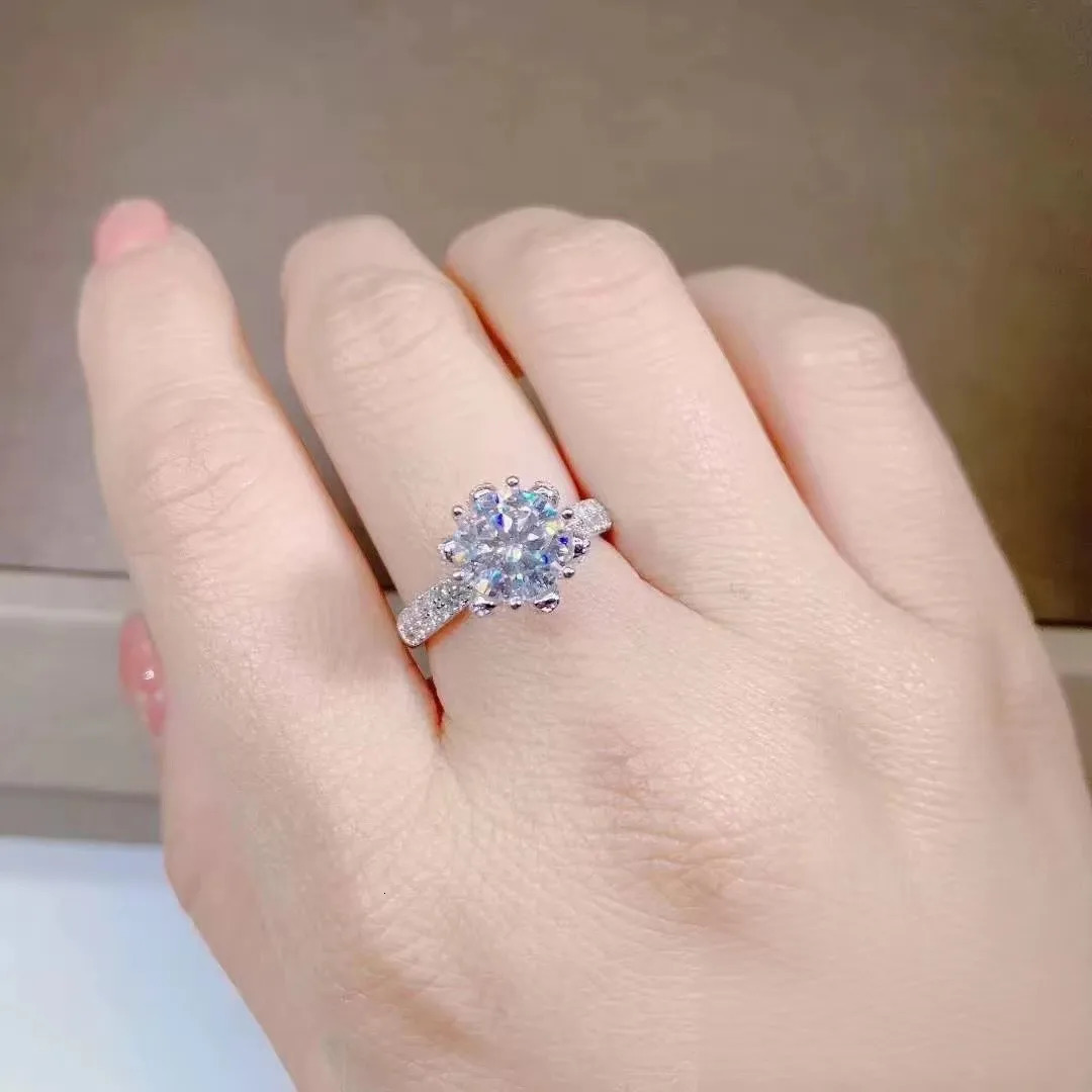 Custom Name Certified 5 Carat Diamond Engagement Ring Women 14K White Gold Sterling Silver Bridal Rings Wedding Band 251103