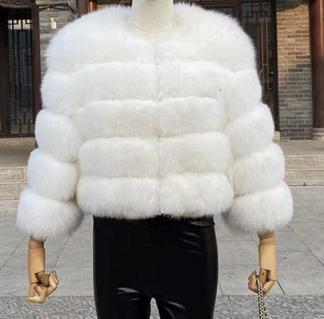 2025 Fur Coat - Fur-like Fox Fur Patched Winter Coat - Thick and Warm Long-Sleeved Short-Sleeved Fur Coat H251024
