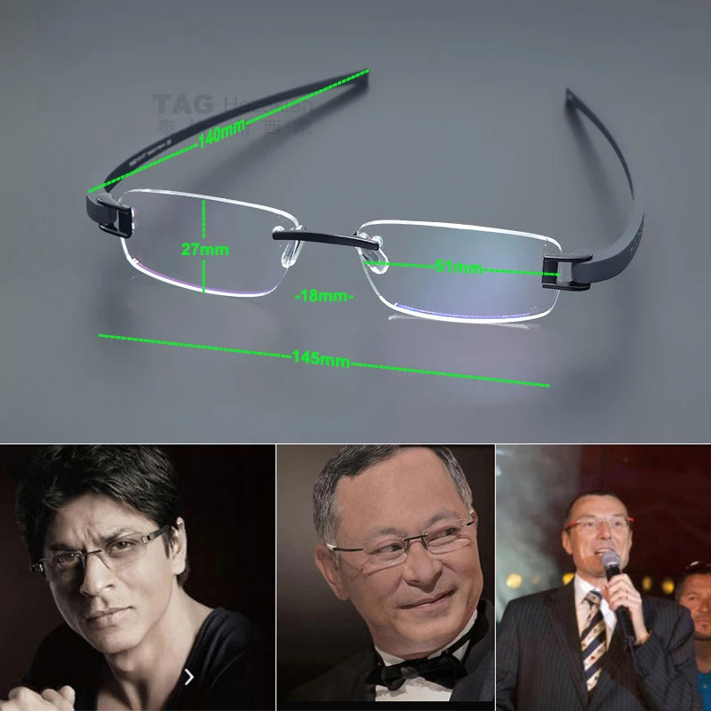 Borderless Optical Glasses Frame for Men Square Top Myopia Computer Ultra Light Sports 250410