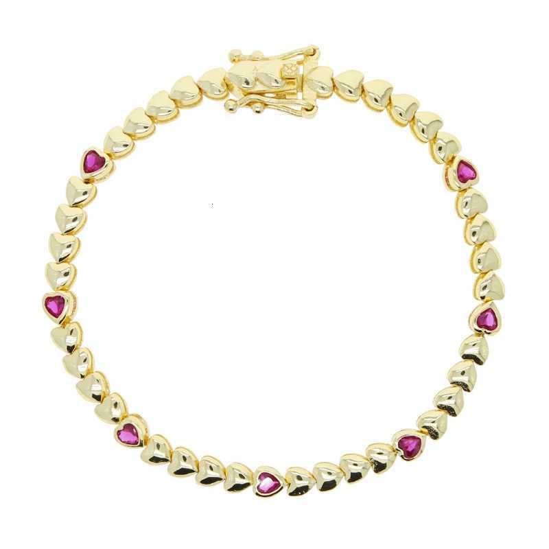 New Bezel Setting Pink Blue White Green Heart 5A Cubic Zirconia Tennis Bracelets for Women 18K Gold Plated Color Fashion JewelryT251110