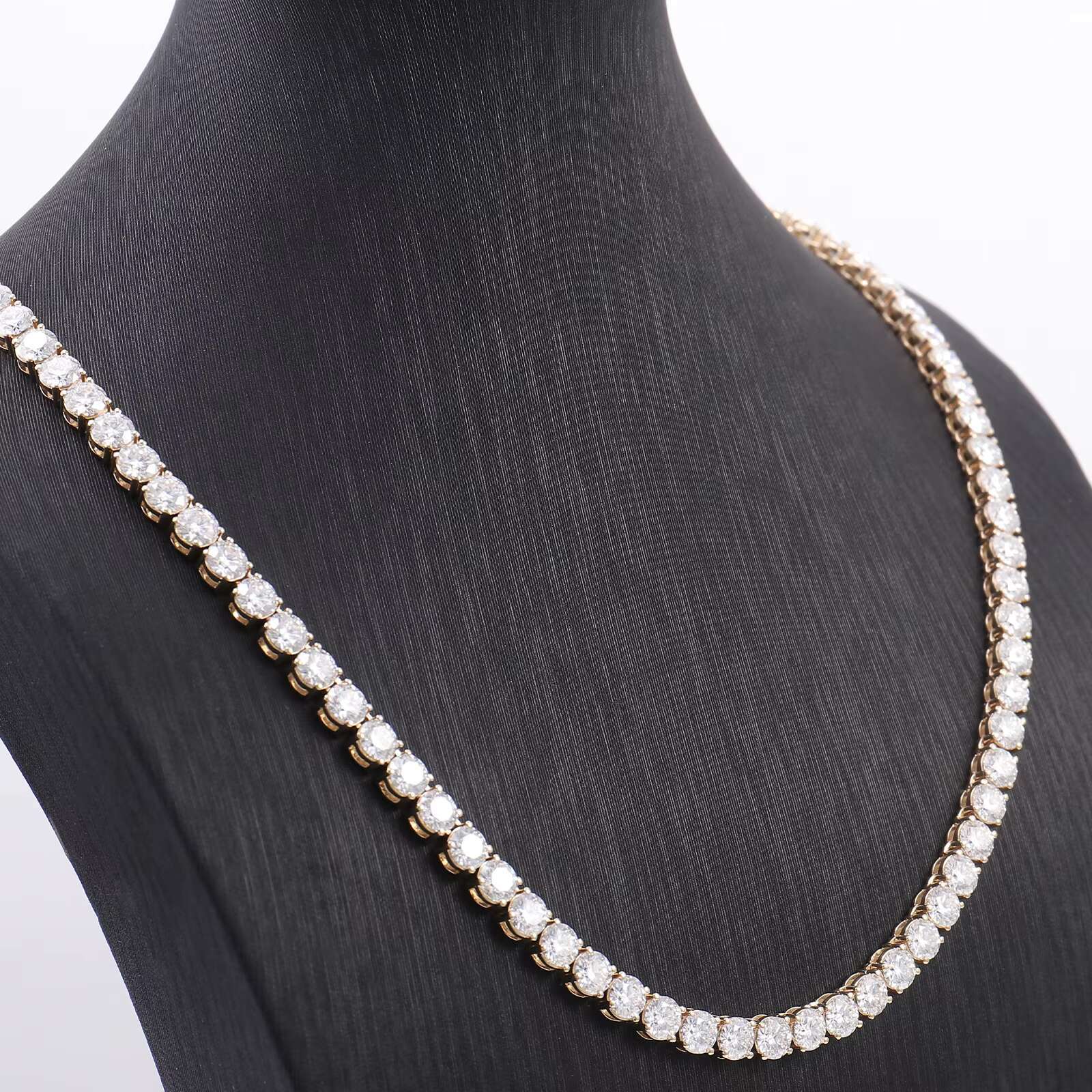 Wholesale custom size tennis original 10K gold round DEF VVS moissanite diamond hip hop tennis necklace for women tennis