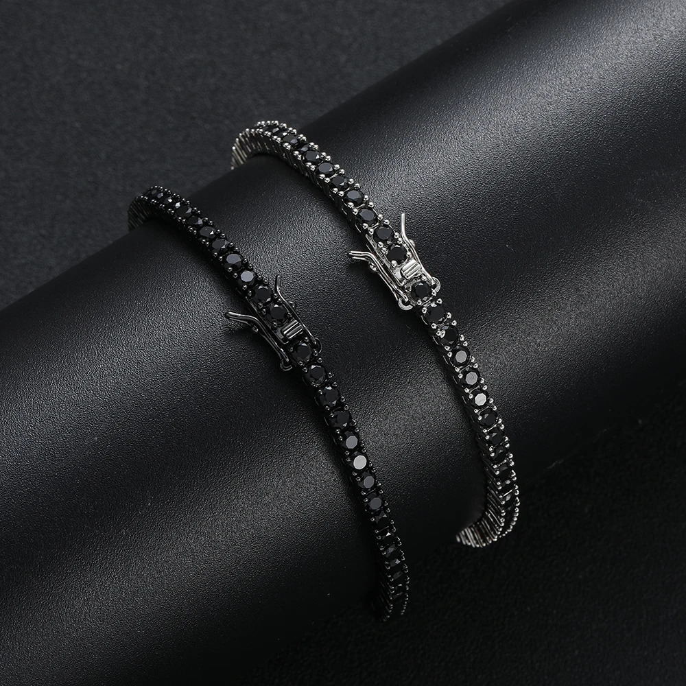 m 4mm 5mm Black Zirconia Tennis Bracelets Brass Chain bracelet For Men And Women BB238 250408