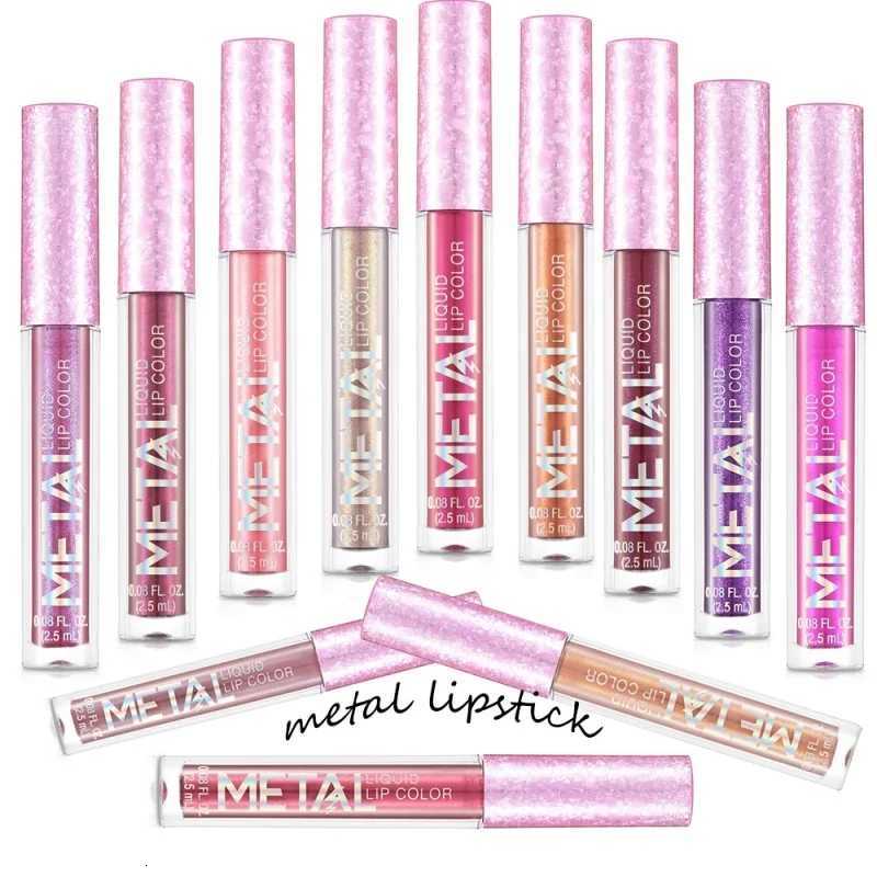 Glitter Metallic Liquid Lipstick Waterproof Shiny Shimmer Metal Lip Gloss Tint Non-Stick Cup Lipgloss Long Lasting Makeup BeautyT251110