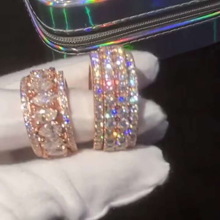 Gra Certificated Pass Diamond Tester Sterling Silver White Gold Vvs Moissanite Iced Out Ring Hiphop