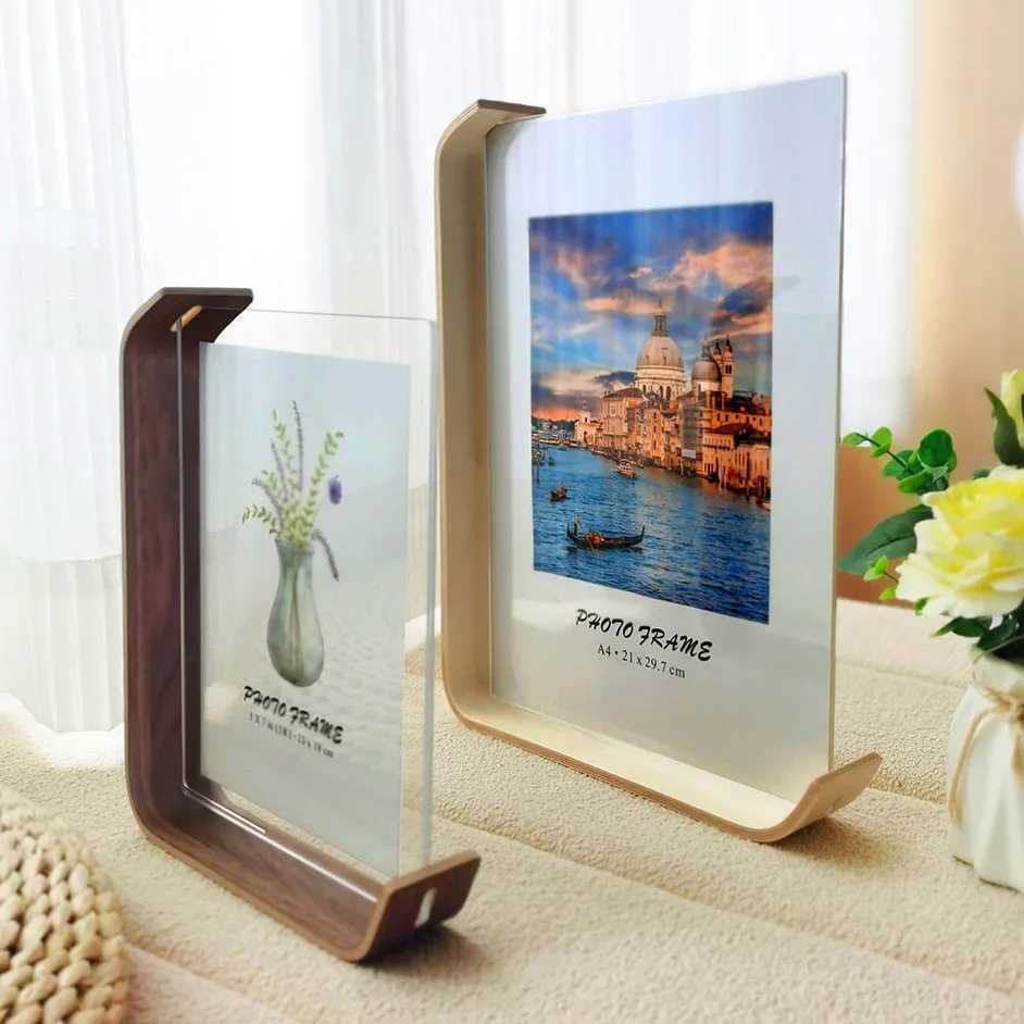 Wooden Picture Swing Table DIY Transparent Herbarium Display Frame Acrylic Double Sided Personalized Photo Box Home Decor L251110 H260306