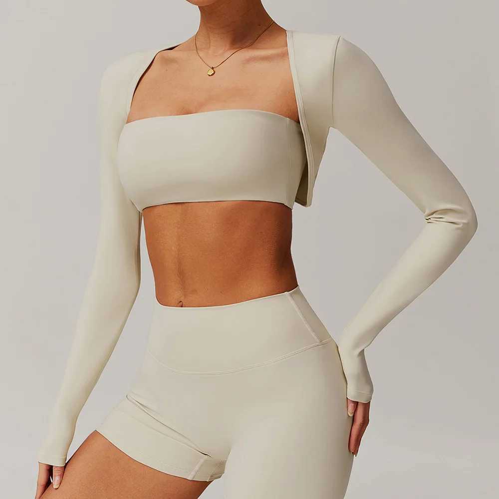 New shawl long sleeved yoga top suitable for womens outdoor running sports vest training and fitness T-shirt quick drying topXJ250410